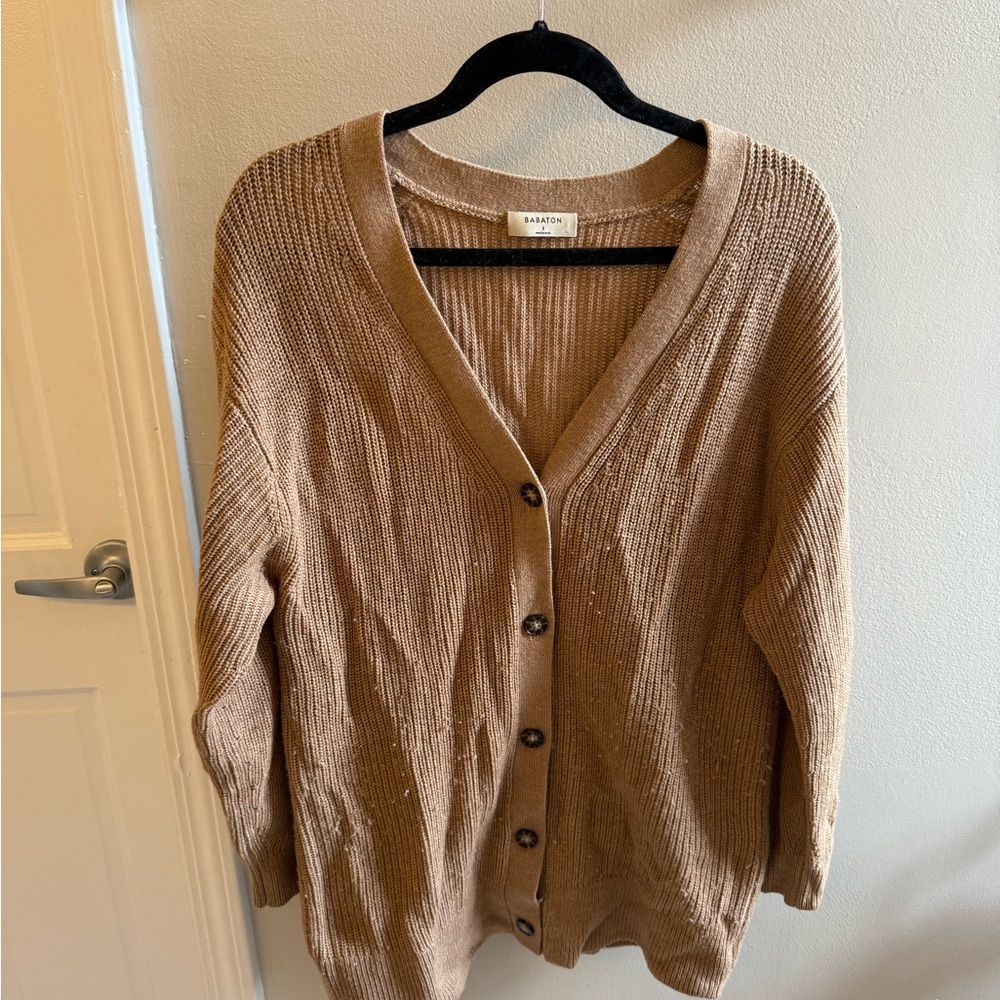 Babaton Brown Button-Up Cardigan
